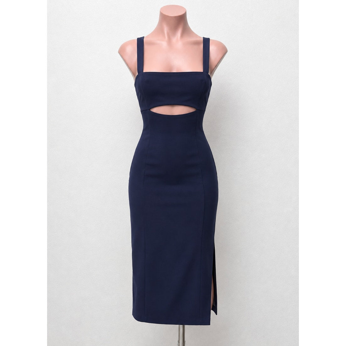 Bec + Bridge Sexy Navy Thin Strap Peek-A-Boo Midriff Cutout Zip Midi Dress 4