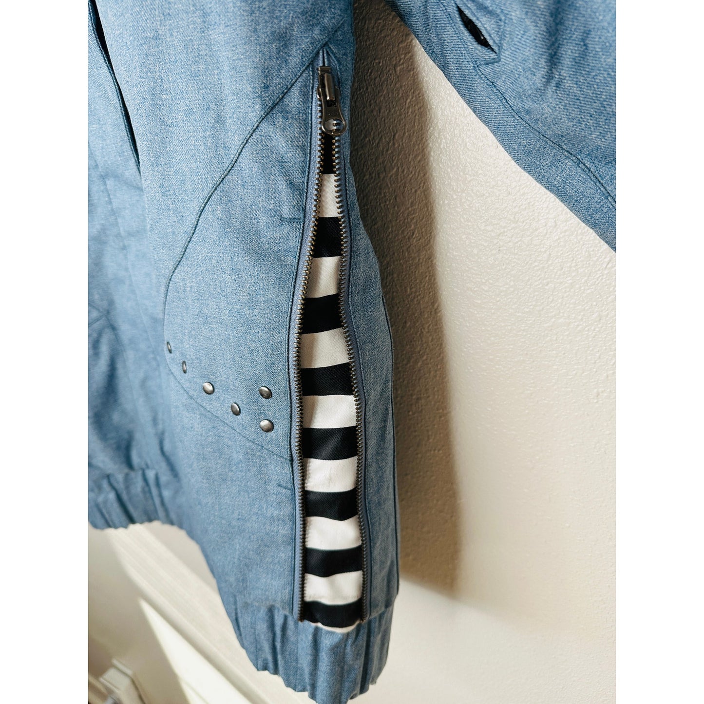 Roxy Kjersti Buaas Retro Blue Denim Removable Hood Zip Jacket S