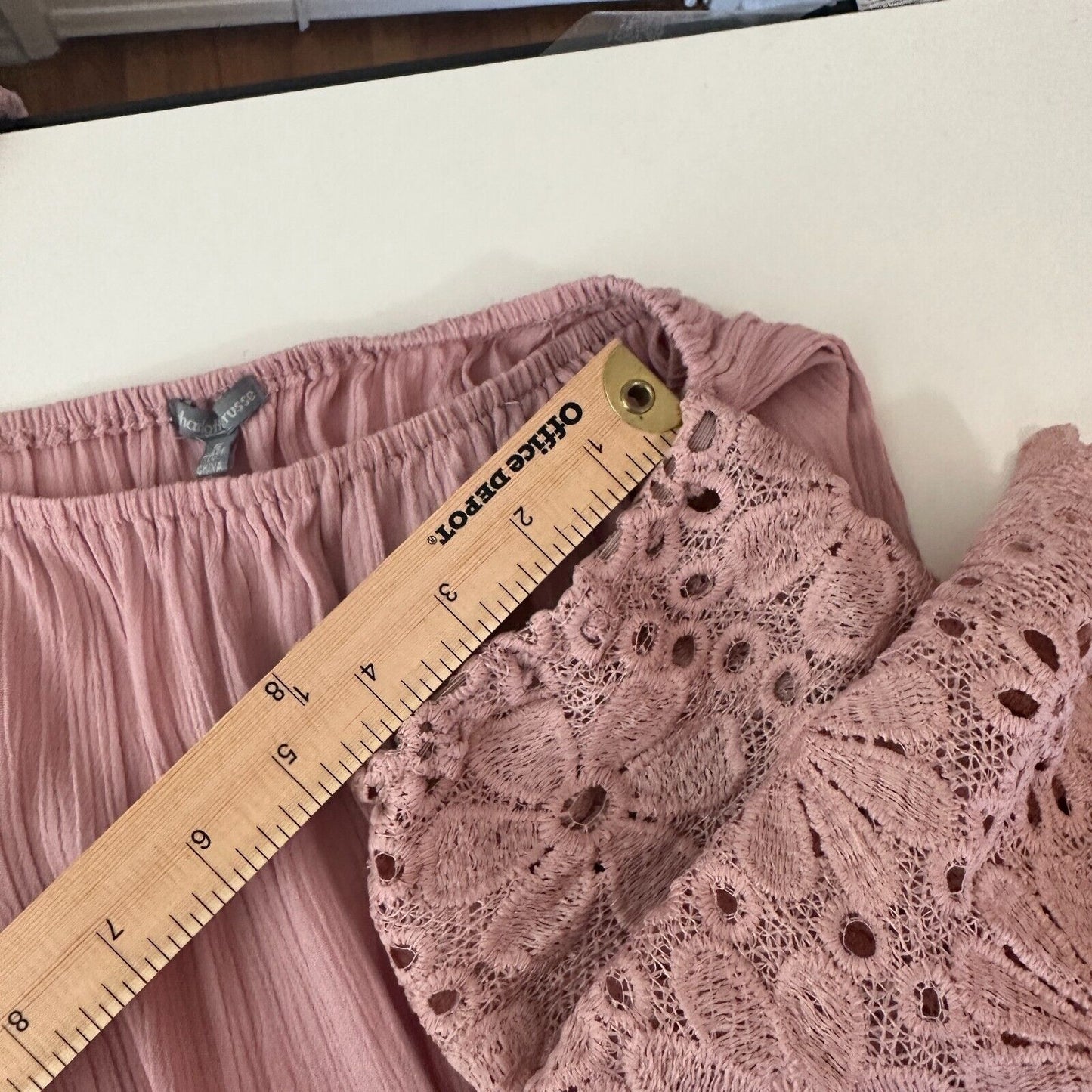 Charlotte Russe Dusty Pink Off Shoulder Eyelet Short Sleeve CropTop Blouse Small