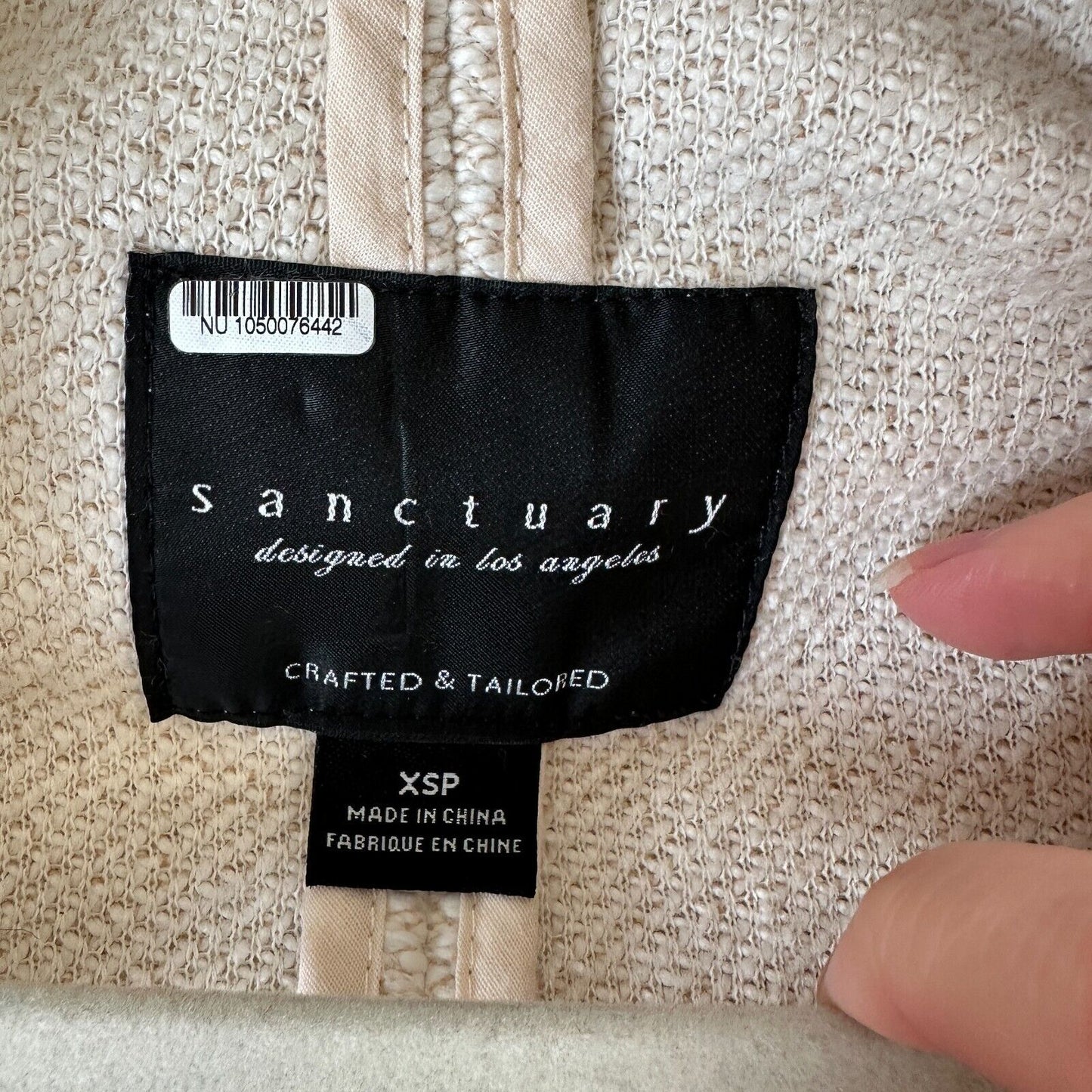 Sanctuary Cream Longline Knit Blazer 2 Button, Pocketed, Effortless Chic XSP
