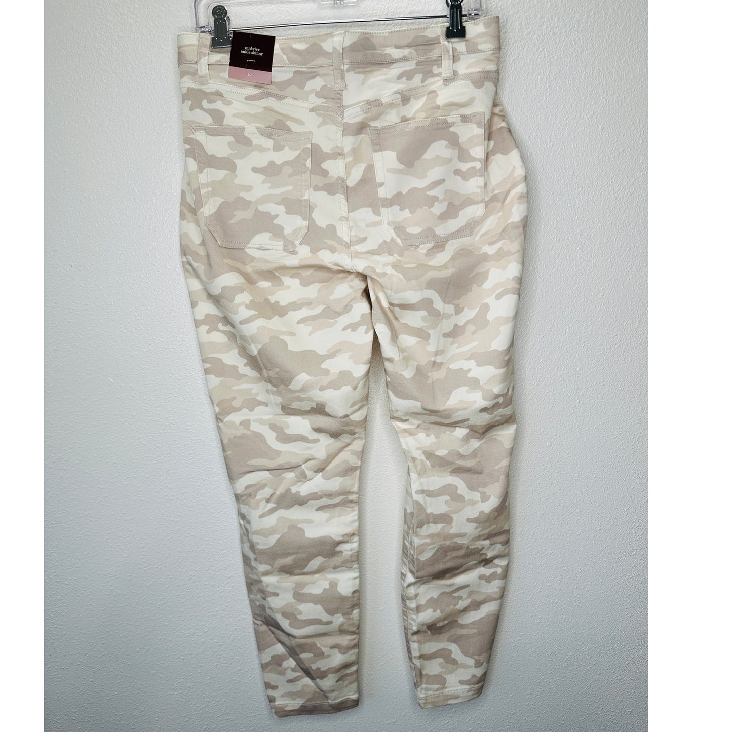 NWT Knox Rose Tan Army Camo Print Skinny Mid Rise Ankle Jean 10