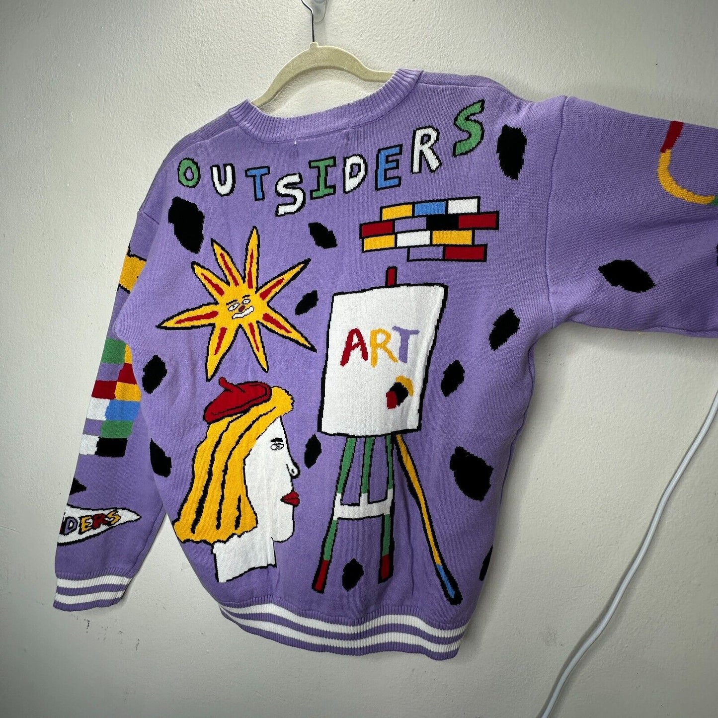 Outsiders Division Unique Purple Multi-Color Art School Graphic Sweatshirt Med