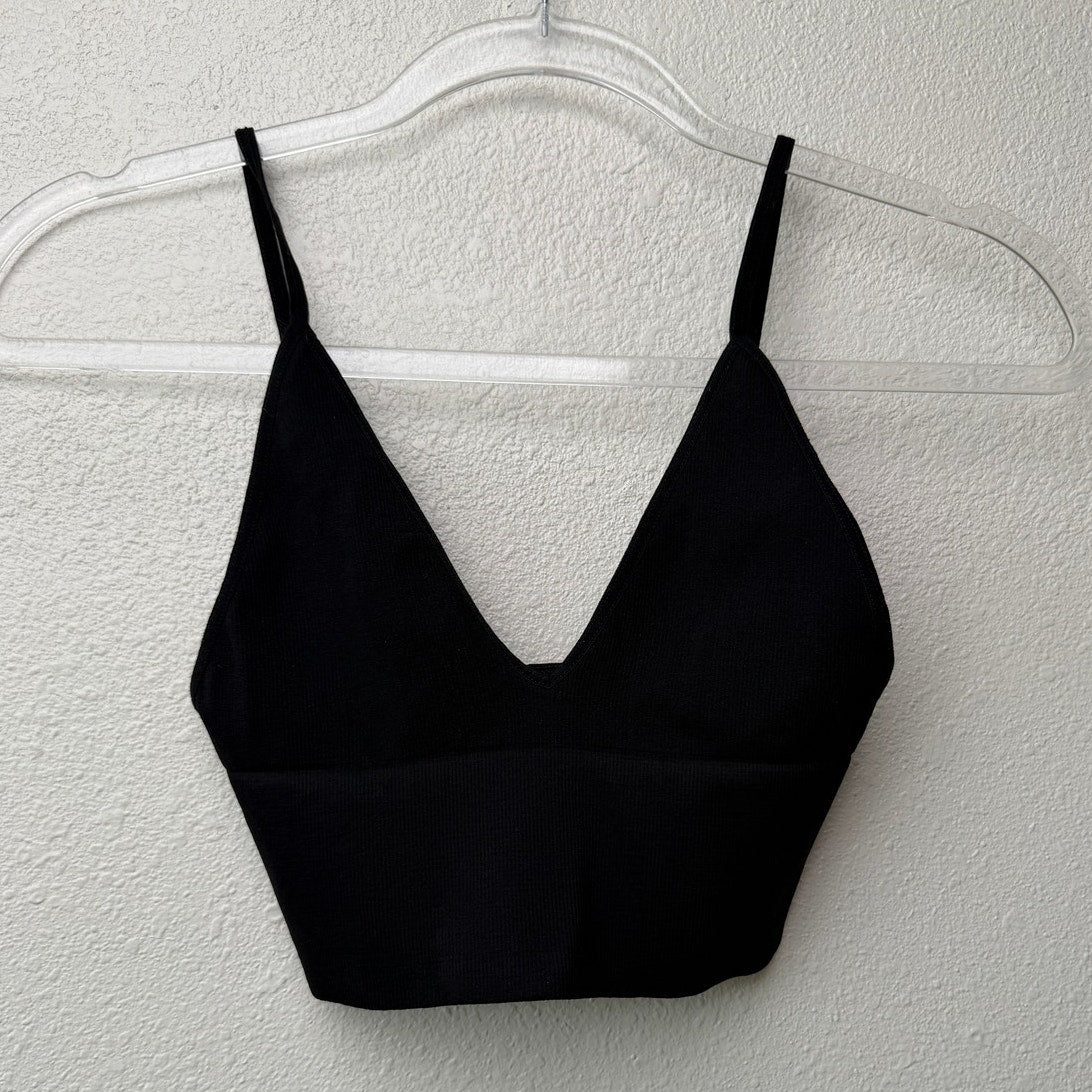 Free People Intimately Black Deep V Seamless Bralette Crop Top XS/S