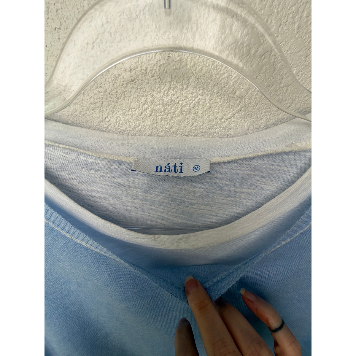 Nati Blue White Layered Knit Sweater Women M