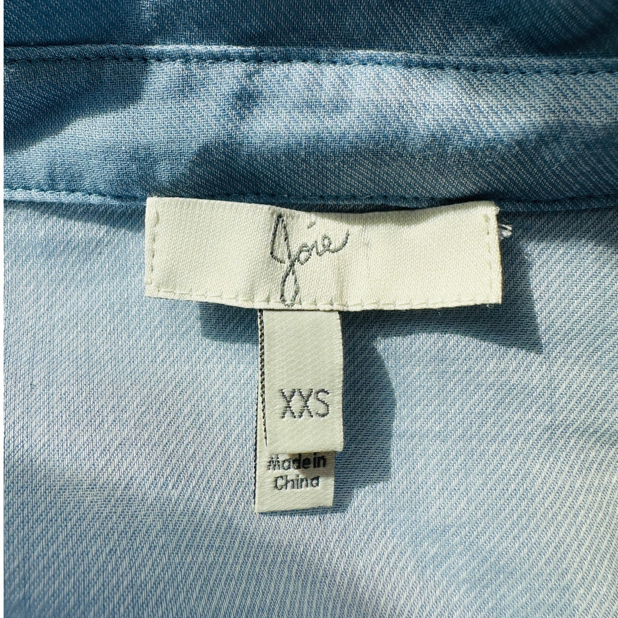 Joie Light Blue Button Front Pocketed Roll Tab Sleeve Denim Shirt XXS