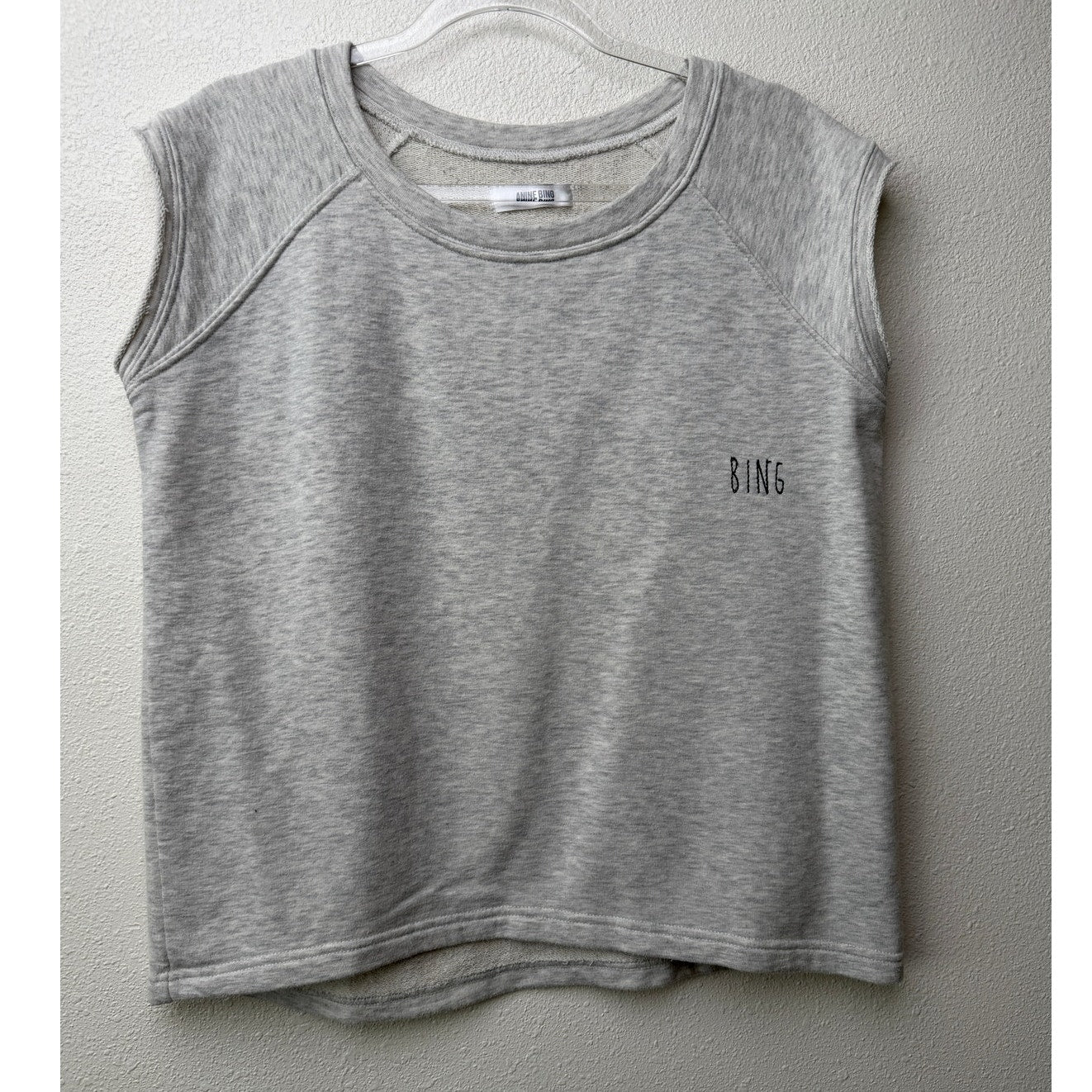 Anine Bing Gray Sleeveless Sweater Minimalist Logo Top SM