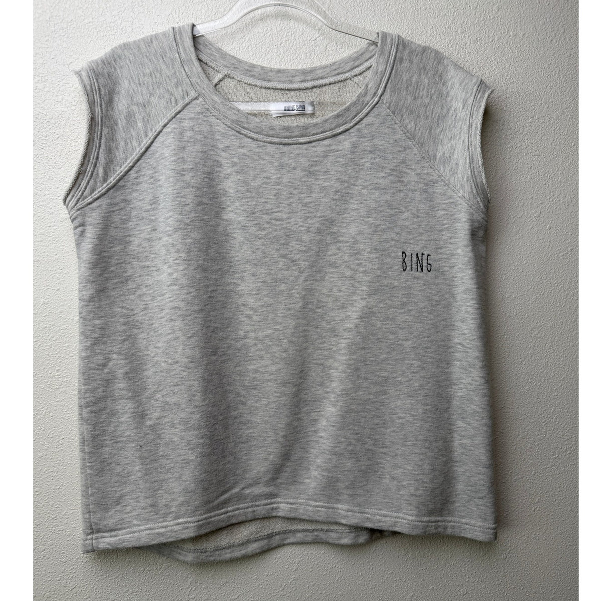 Anine Bing Gray Sleeveless Sweater Minimalist Logo Top SM