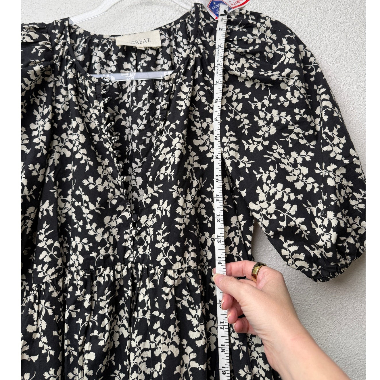 The Great Dress Black Ivory Floral Midi Women US 0 Button Front