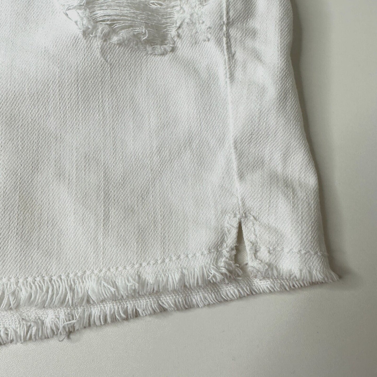 Adore Your Denim SPJ White Distress Denim Jean Shorts Raw Edge