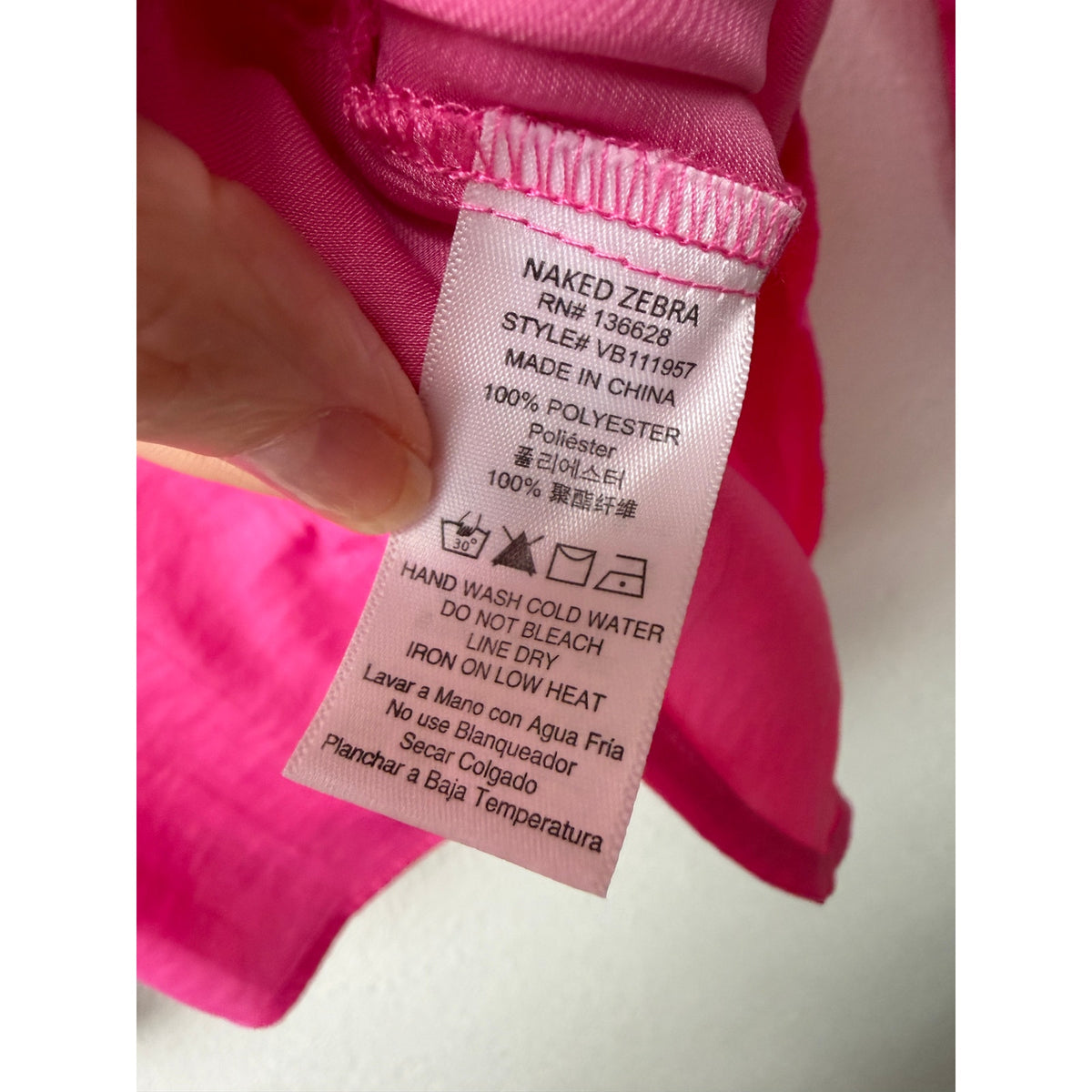 NWT Naked Zebra Fuchsia Satin Blouse Women M