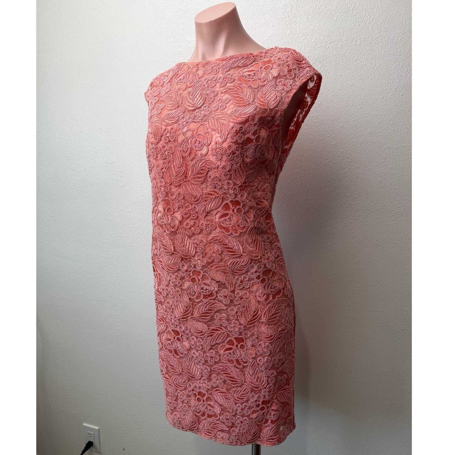 Sue Wong Nocturne Peach Embroidered Dress Women 16