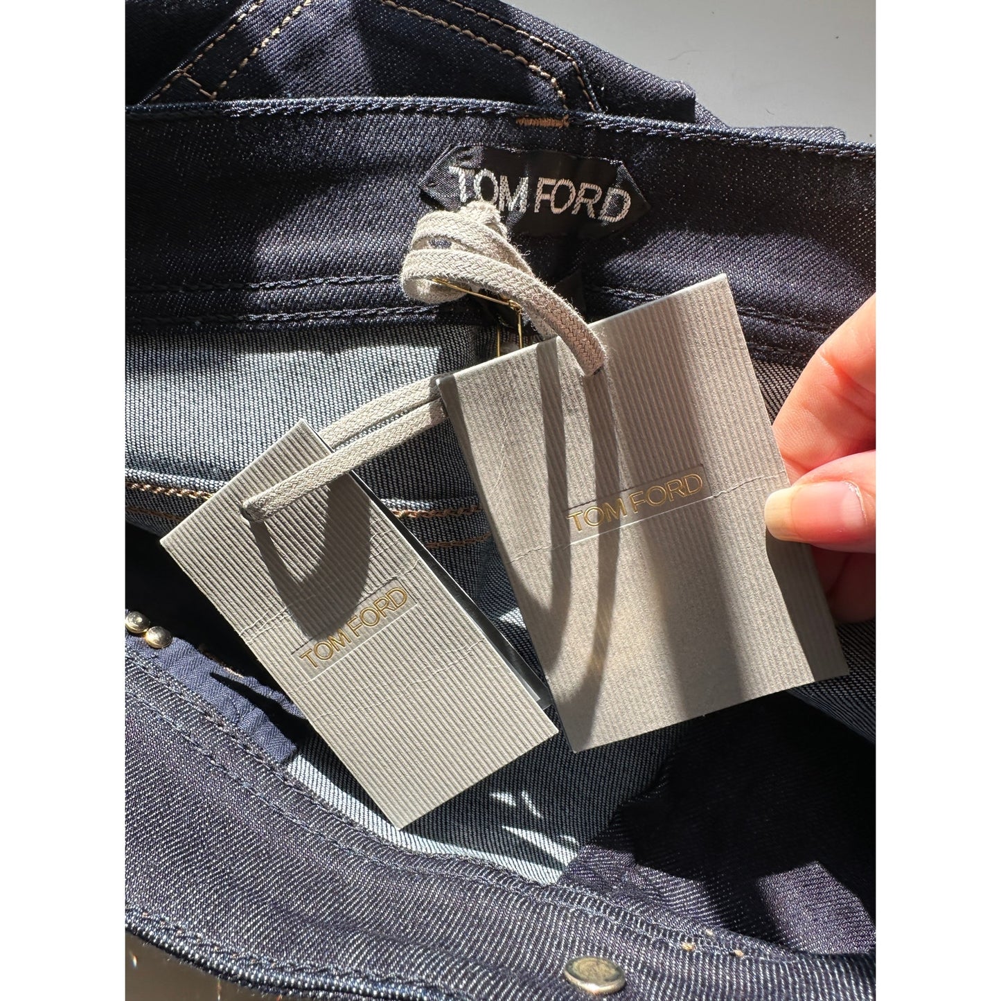 NWT Tom Ford Dark Indigo Skinny Jeans Women’s 29 Low Rise Gold Zip Ankles