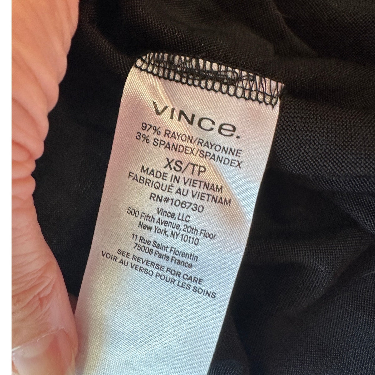 Vince Black Faux Wrap Tank Midi Dress XS Sleeveless Stretch Jersey