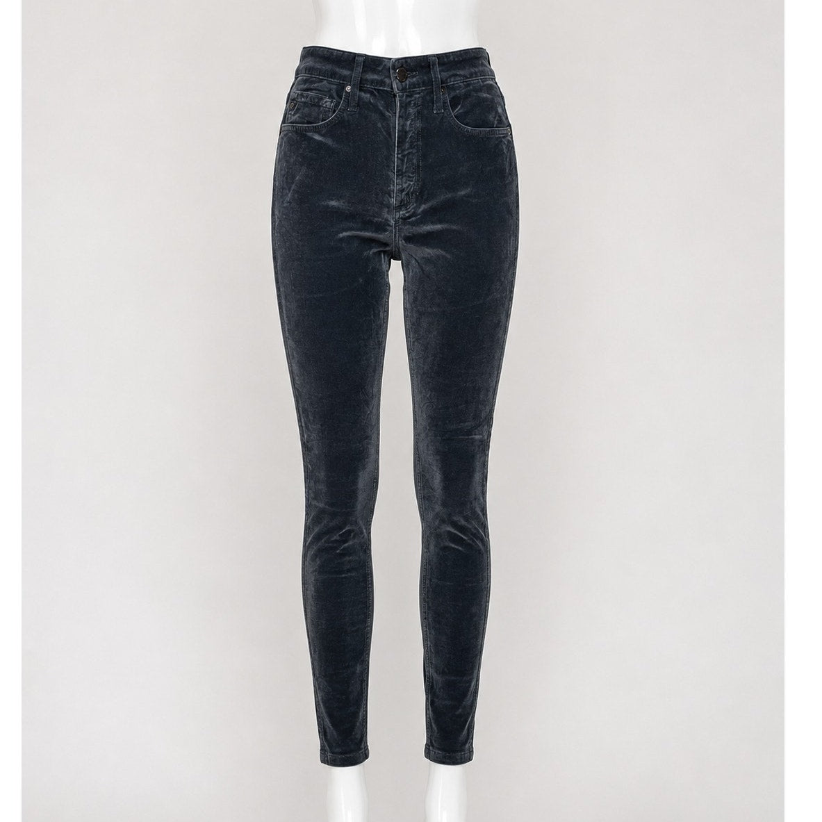 NWT AG Adriano The Farrah Steel Gray High Waist Skinny Velvet Jeans