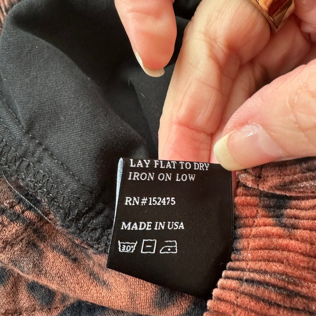 Strike Oil Rust & Black Tie Dye Corduroy 100% Cotton Pants 34