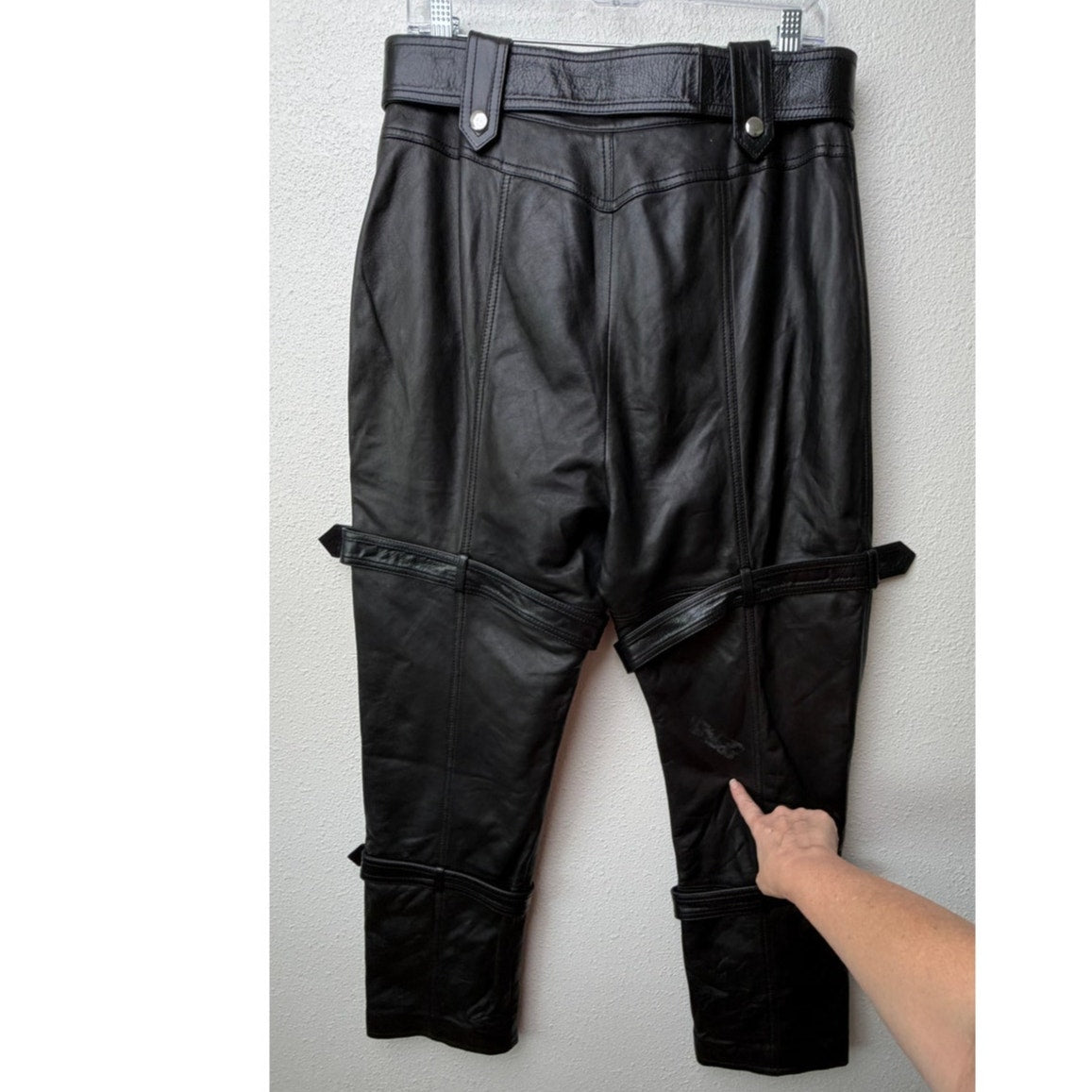 Alexander McQueen Womens US 14 Black Leather Moto Pants