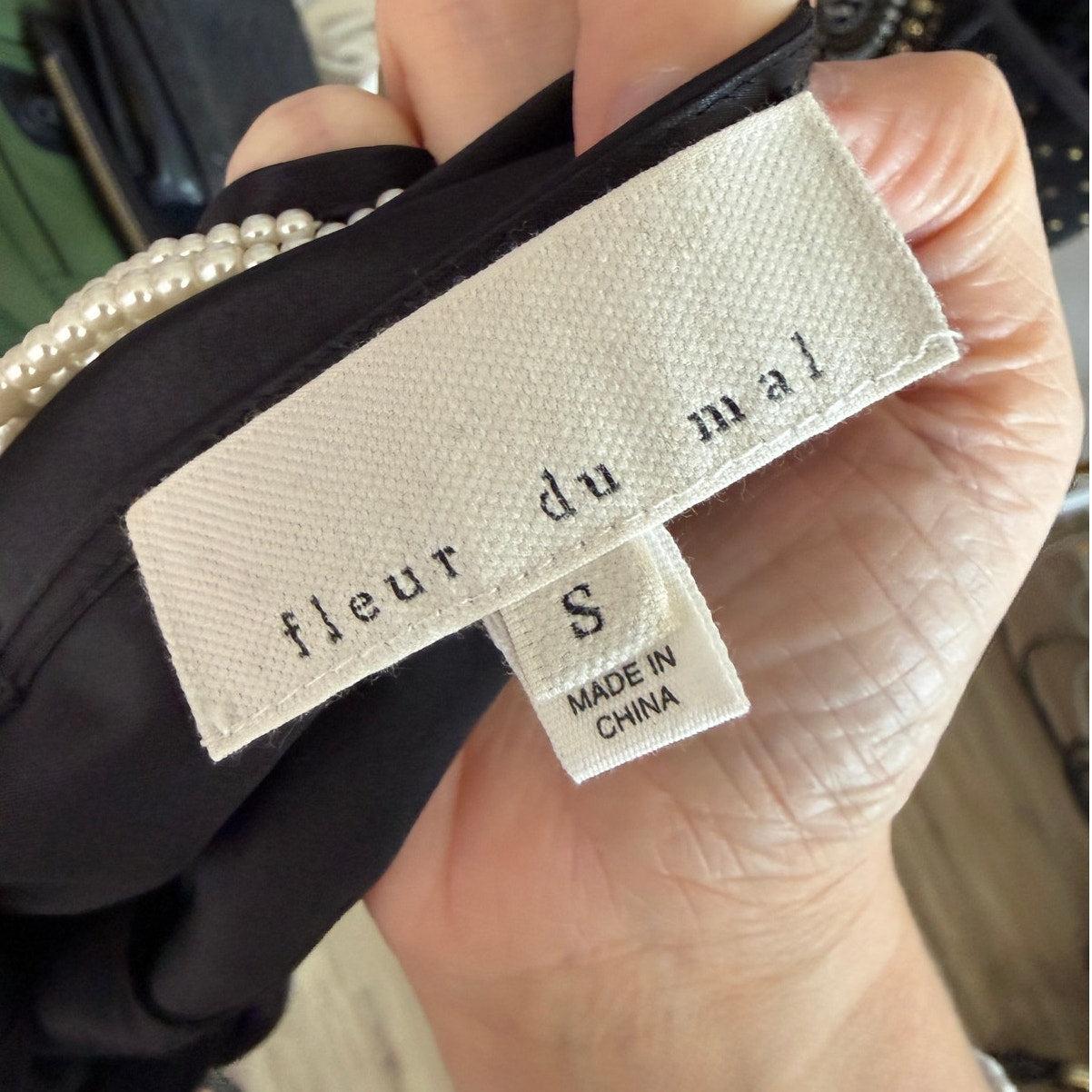 Fleur du Mal Black Silk Pearl Strap High Slit Midi Dress Size S