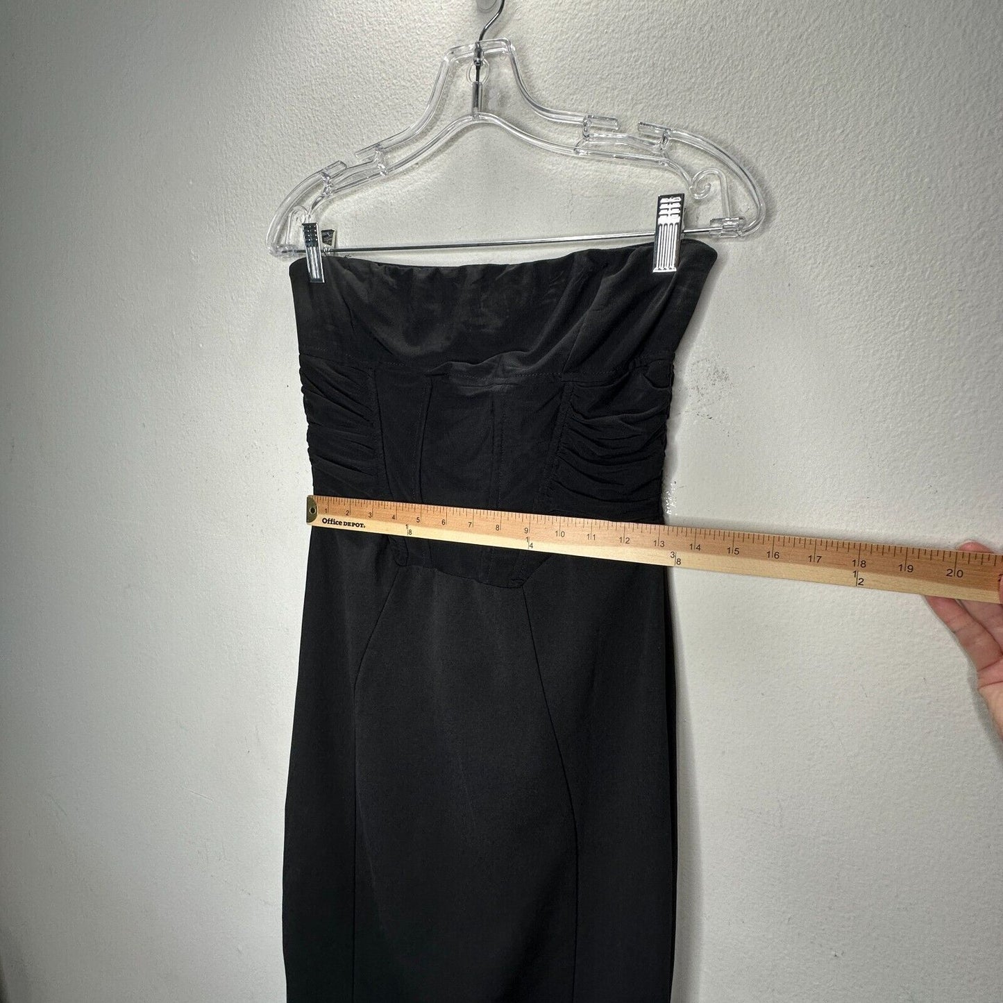Klesis Black Kori Strapless Midi Feathered Bottom Boned Corset Zip Back Large