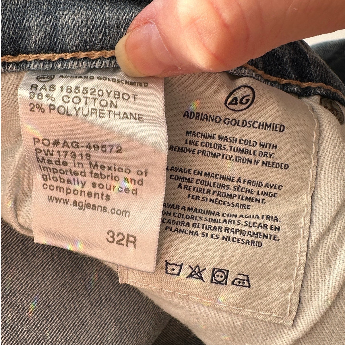 AG Prima Ankle Cigarette Jeans Muted Medium Wash Raw Hem Women’s 32R