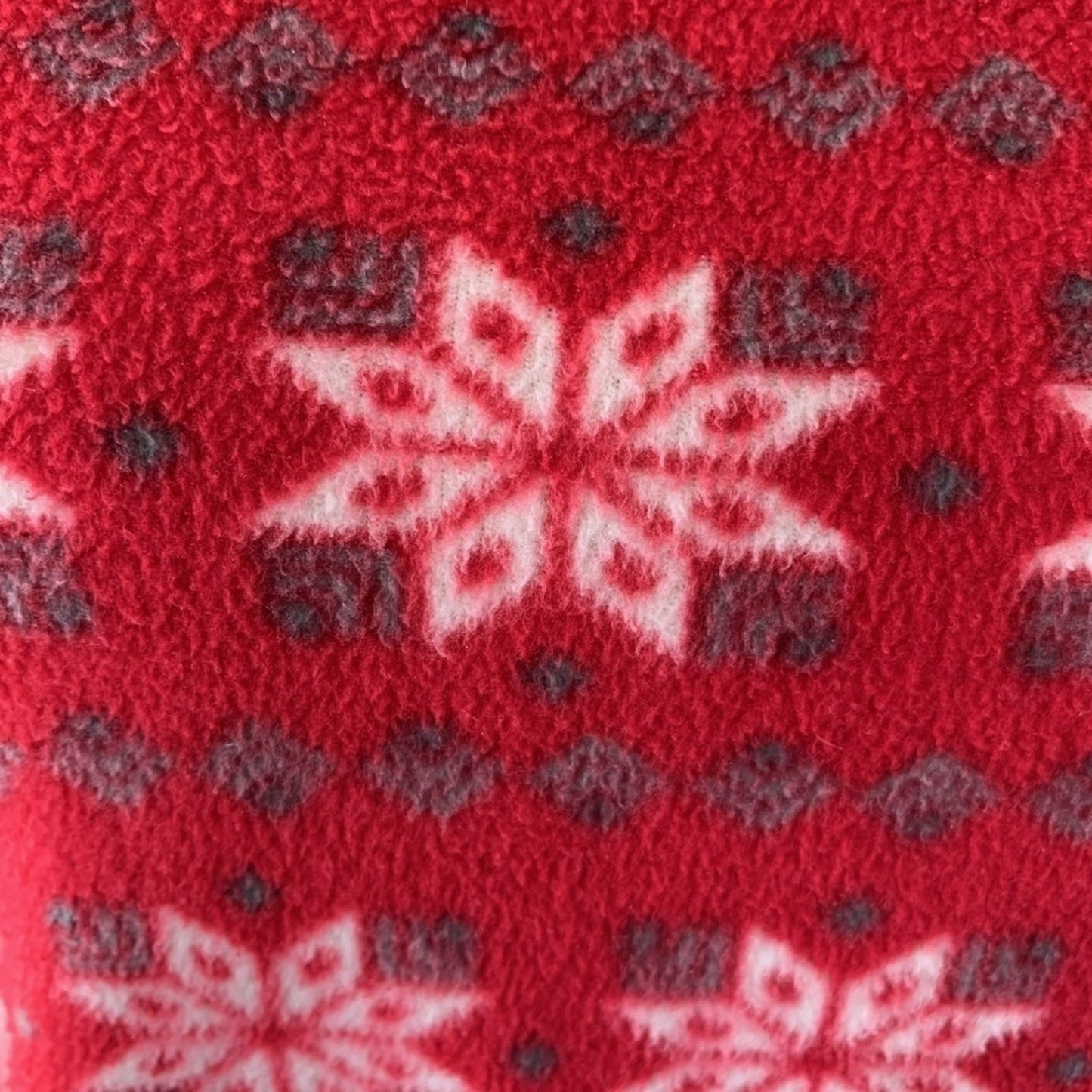 Red & White Fuzzy Snowflake Ugly Holiday Christmas Sweater Front Pockets Small