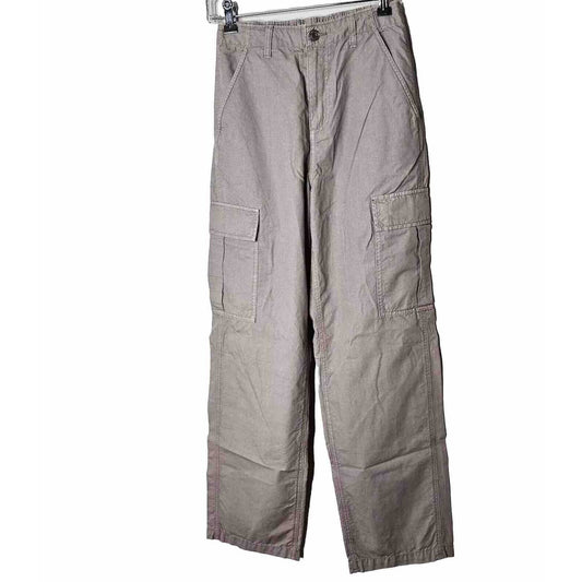 Garage Taupe Khaki Utility Wide Leg Pants Elastic Waist Cargo Zip Close XS