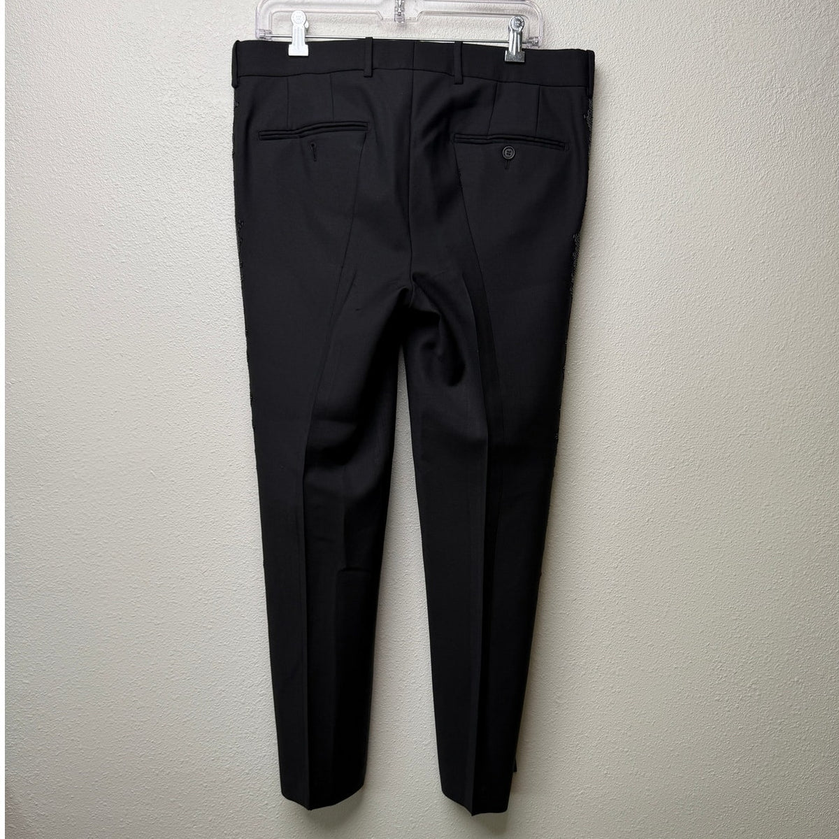 Alexander McQueen Black Embellished Wool Mohair Tuxedo Suit Men's US 40