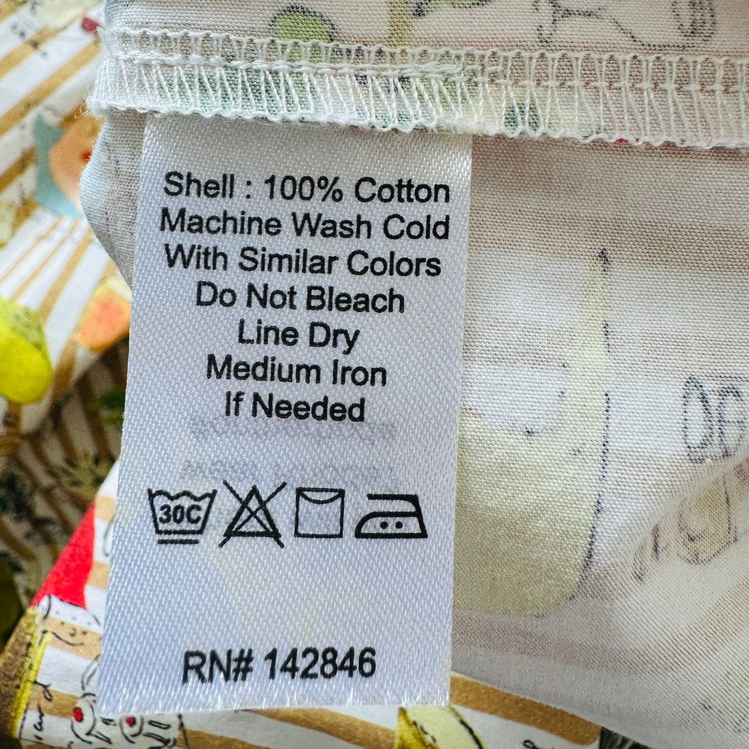 Rhode Artie Shirred Waist Ruffle Hem Printed Cotton Poplin Midi Skirt XL