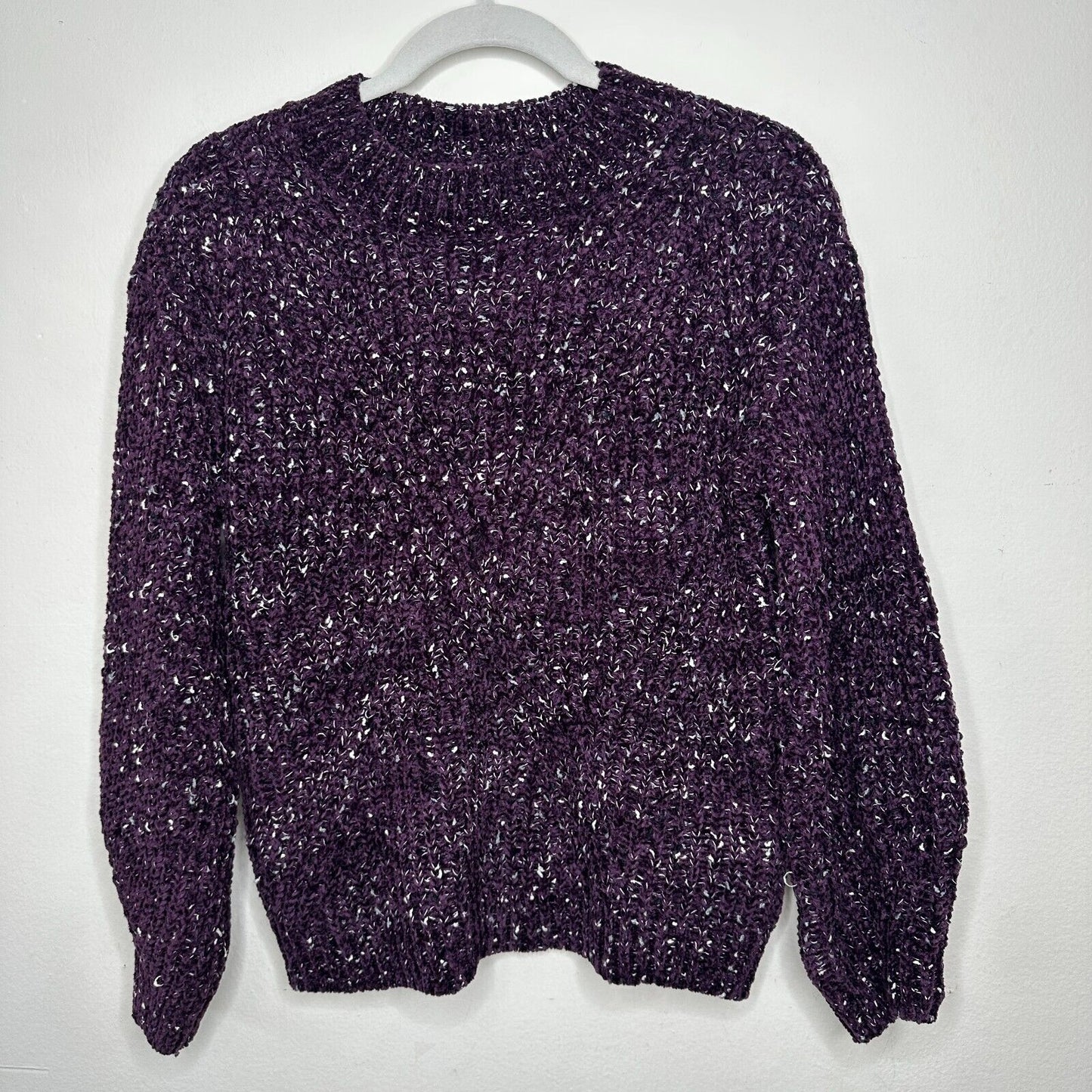 Calvin Klein Aubergine Soft Chenille Crewneck Pullover Long Sleeves Sweater XS
