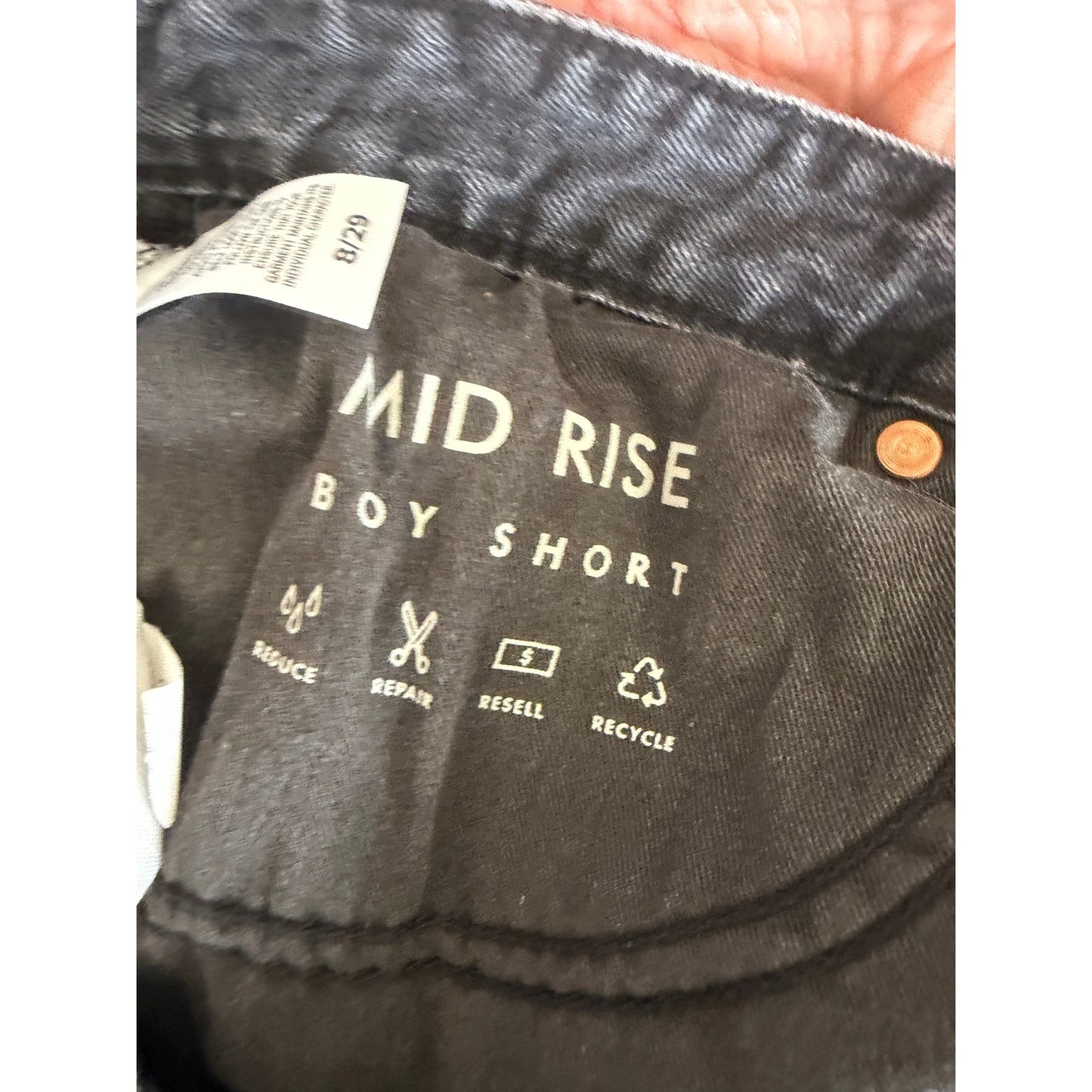 Lucky Brand Black Boy Mid Rise Denim Shorts Womens US 8