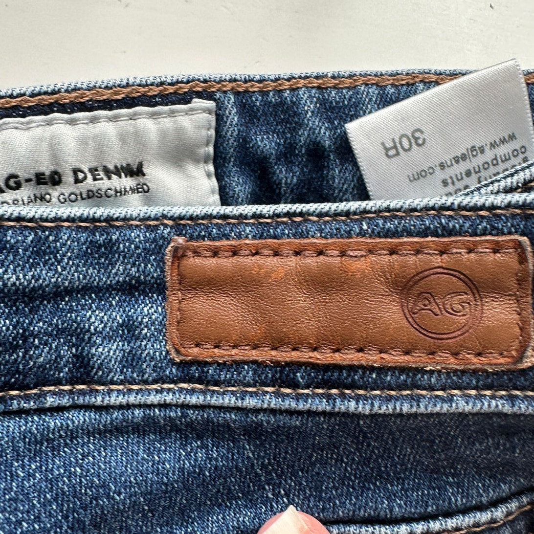 AG Medium Dark Wash Prima Cigarette Leg Whiskered Jeans 30R