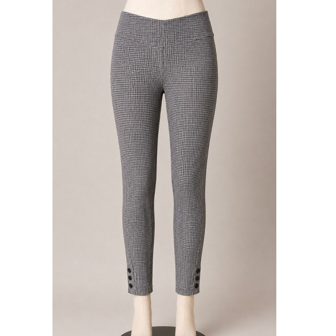 Loft Black White Gray Houndstooth Ankle Button Skinny Stretch Pant Jeggings XXS