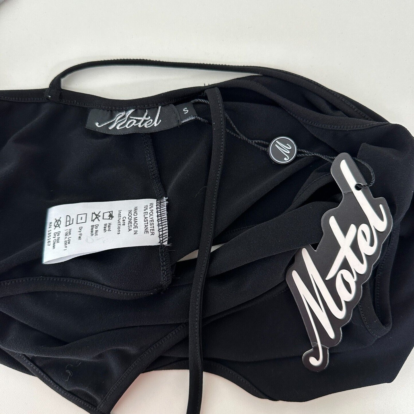 NWT Motel Jet Black Spaghetti Strap Racerback Tank Top Cami Crop Cut Out Smalll