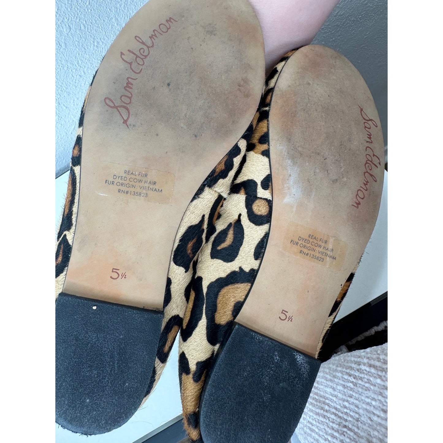 Sam Edelman Felicia Leopard Print Calf Hair Leather Flats 5.5