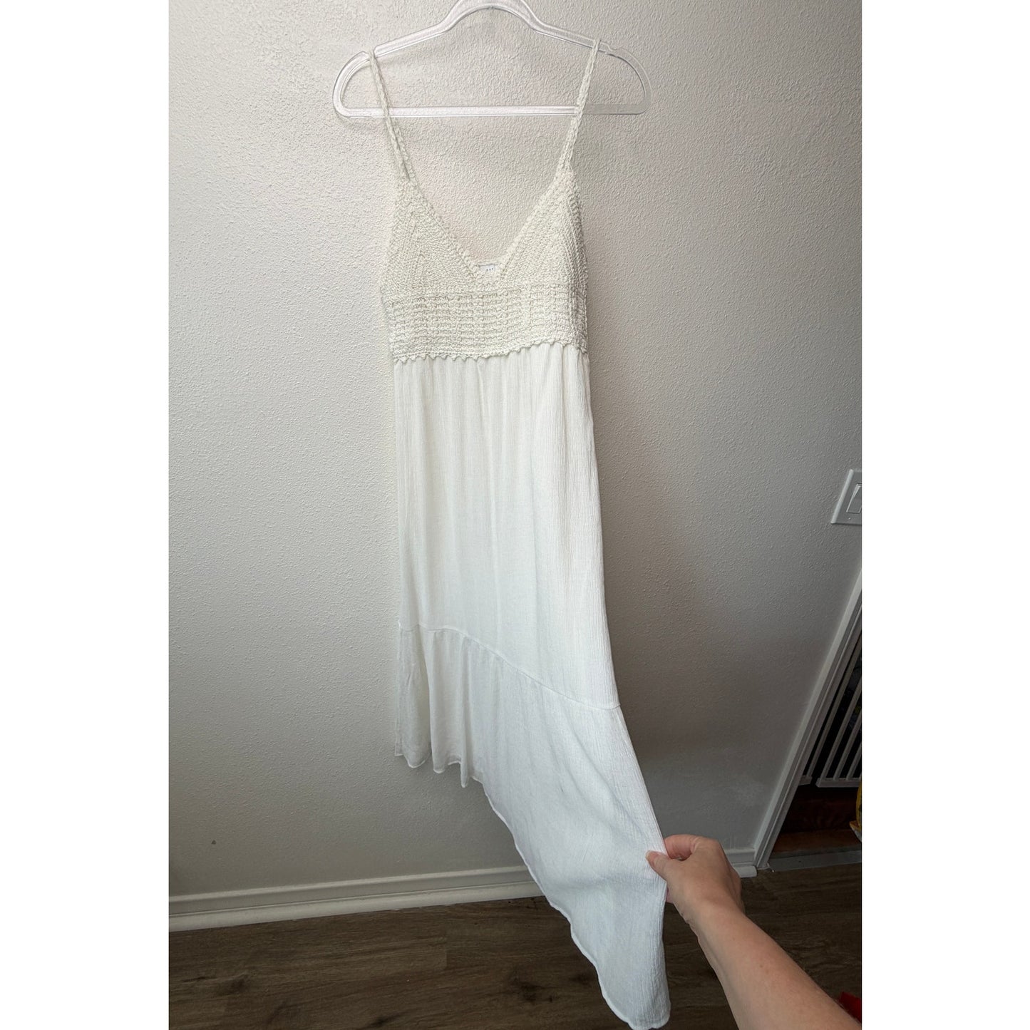 Lush Ivory Crochet Bodice Spaghetti Strap Midi Sundress Size S