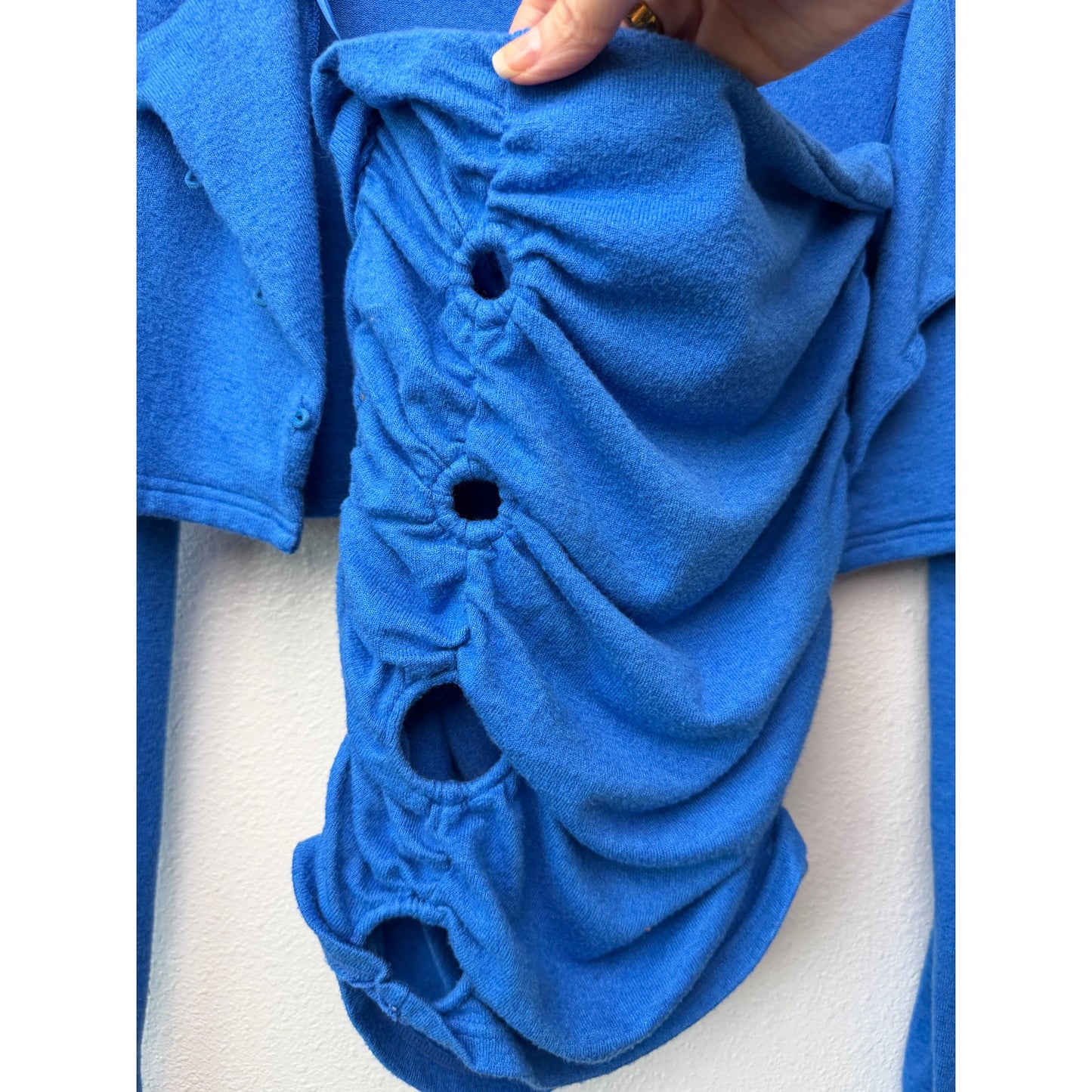 by.DYLN Cobalt Blue Tube Top Ruched Cutout Tube Top Crop Cardigan XS
