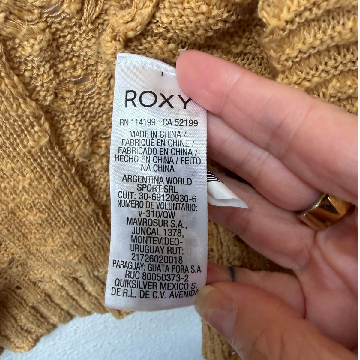 Roxy Let's Go Anywhere Cardigan Curry Mustard Open Front Women's US XS