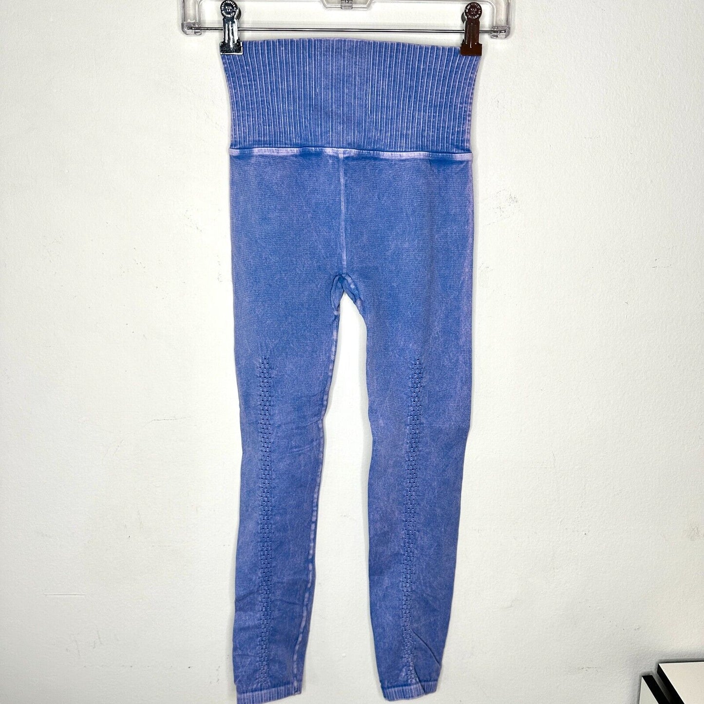 Free People Vintage Denim Blue Good Karma Leggings Wide Rib Waist Soft XS / S