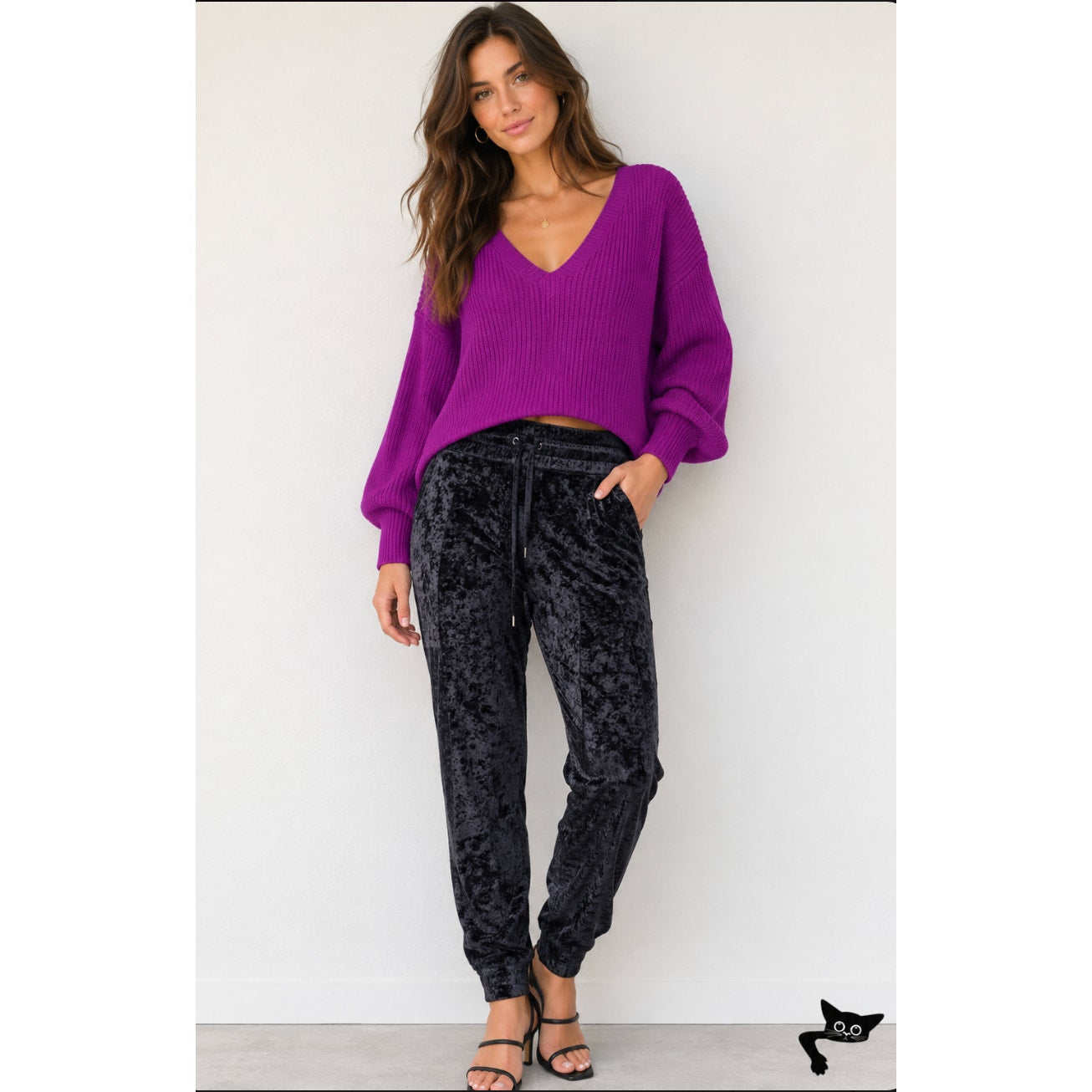 A.L.C. Violet Deep V-Neck Long Sleeve Boxy Crop Sweater XS