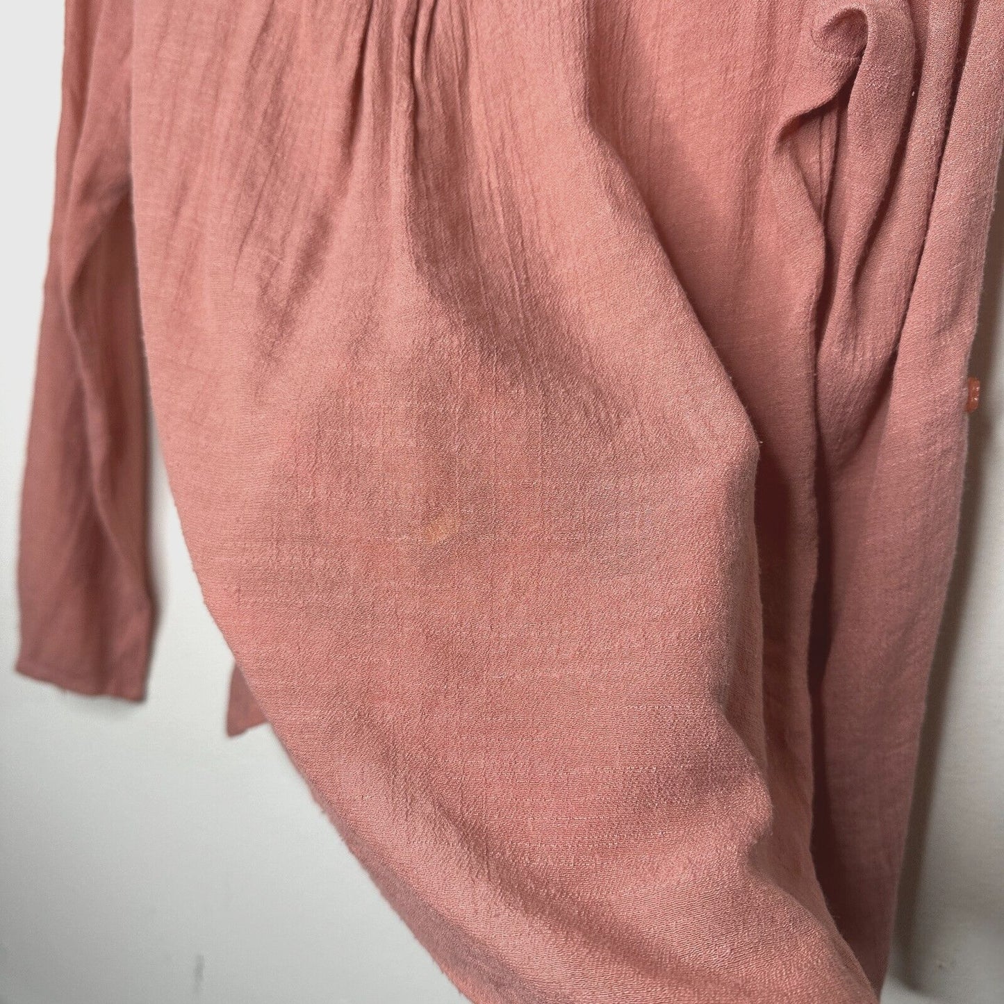 Blu Pepper Pink Apricot Floral Lace Bodice Blouse Long Sleeve Roll Tab Sleeve S