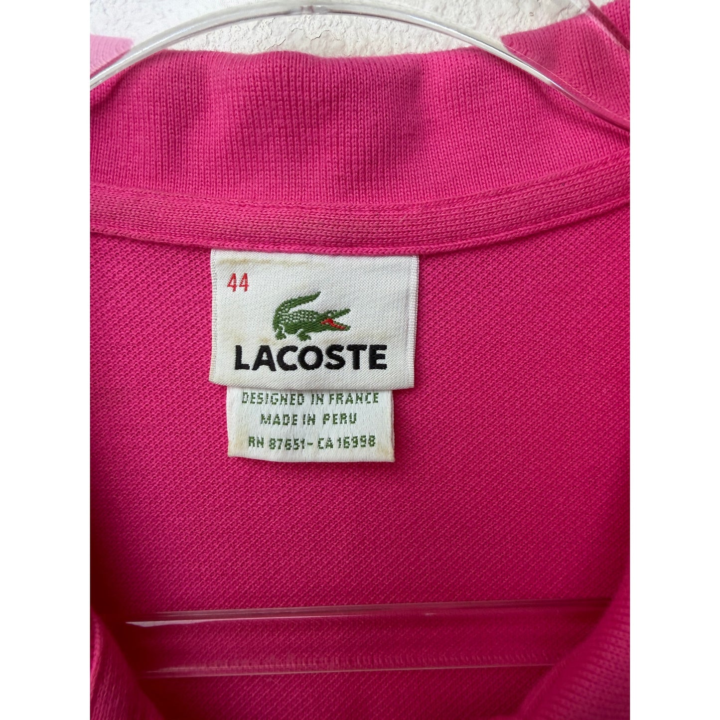 Lacoste Pink Womens Polo Shirt US L Logo Cotton