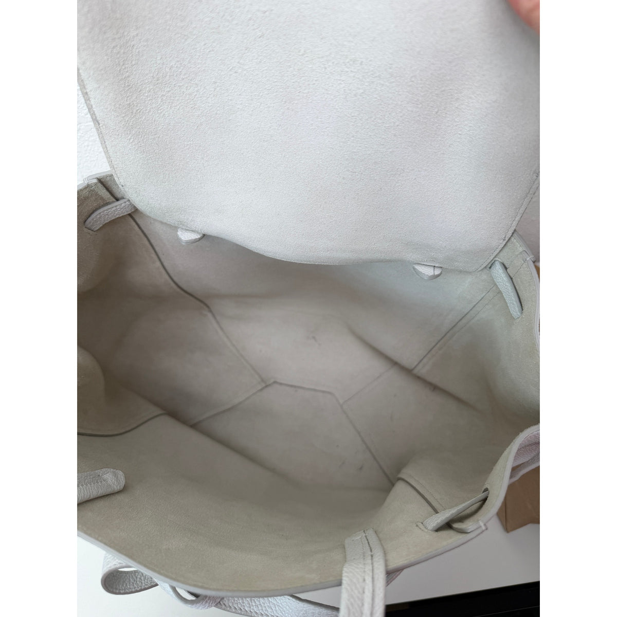 Celine Medium Cabas Phantom Ivory Grained Calfskin Leather Tote Bag