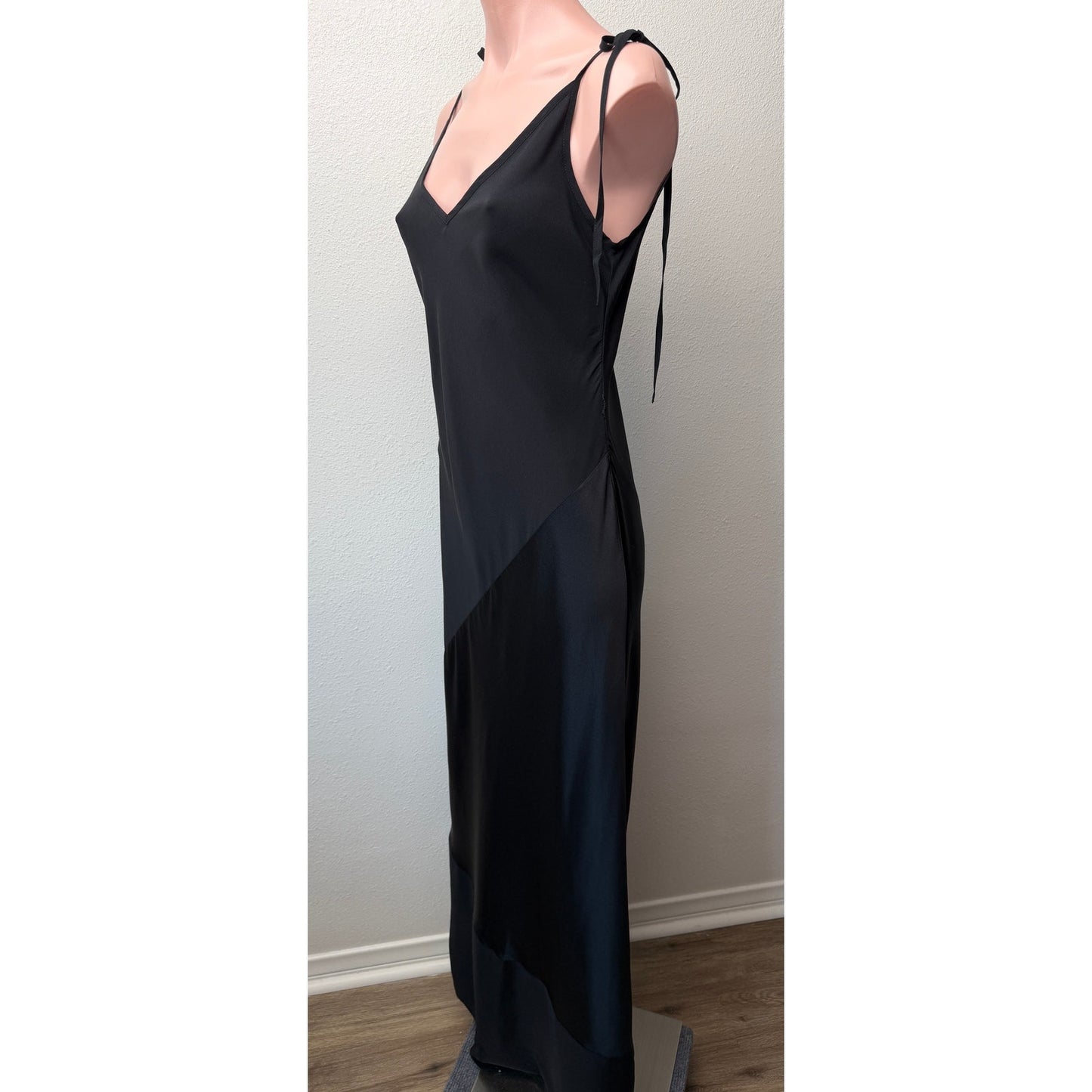 Malia Mills Black Silk Maxi Slip Dress Womens 4