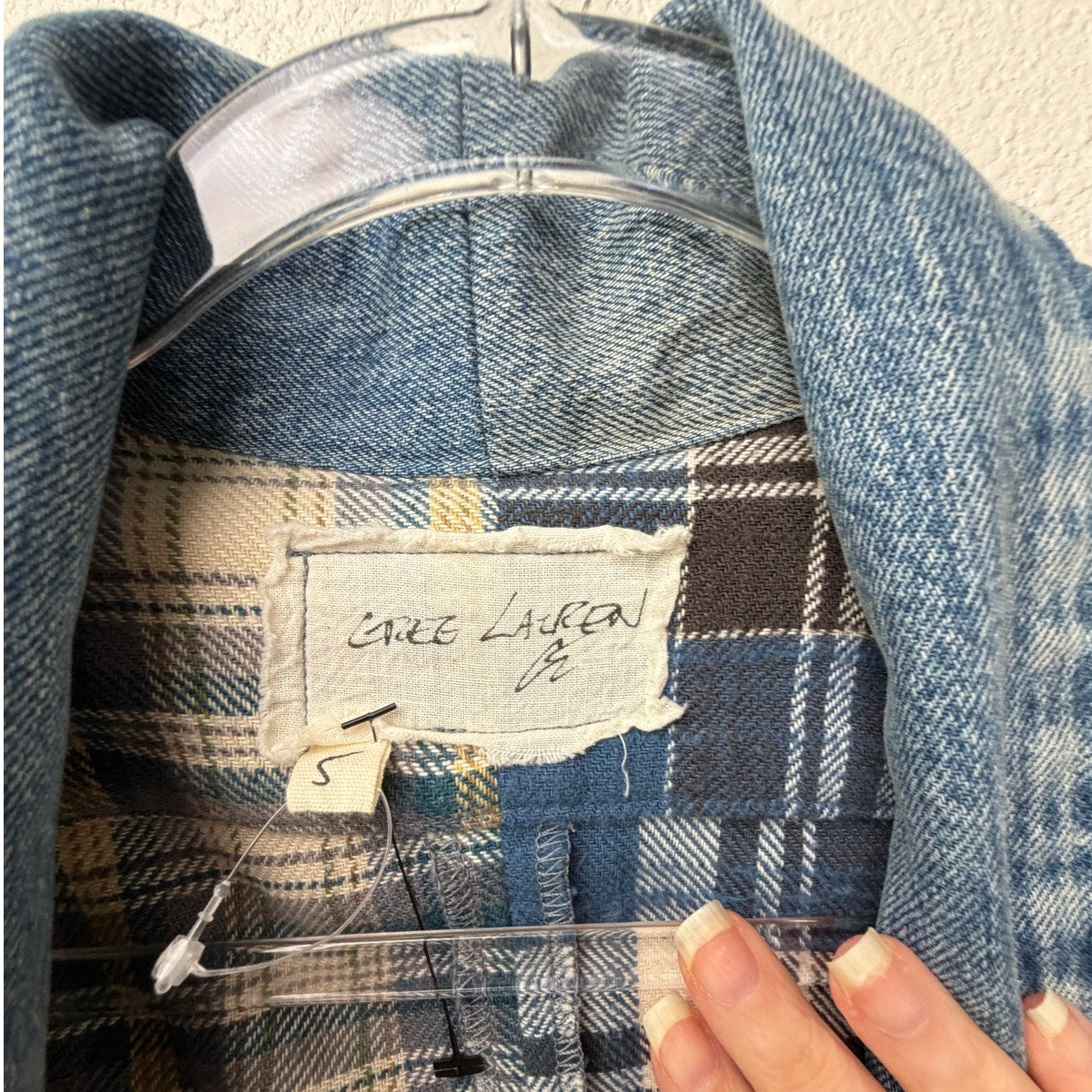 NWOT Greg Lauren Denim Studio Patchwork Plaid Kimono Coat Size S