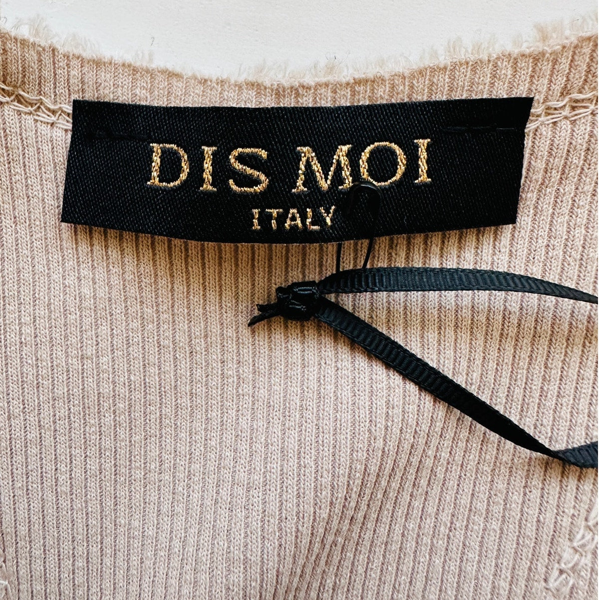NWT Dis Moi Tan Rib Knit Racer Back Lace Edging Tank Top