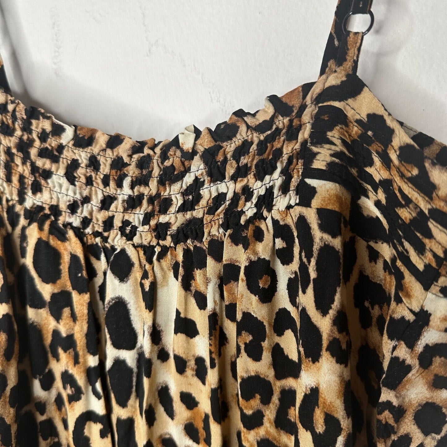 Express Cheetah Print Cami Top Front Bodice Ruched Elastic Waist Hem Small