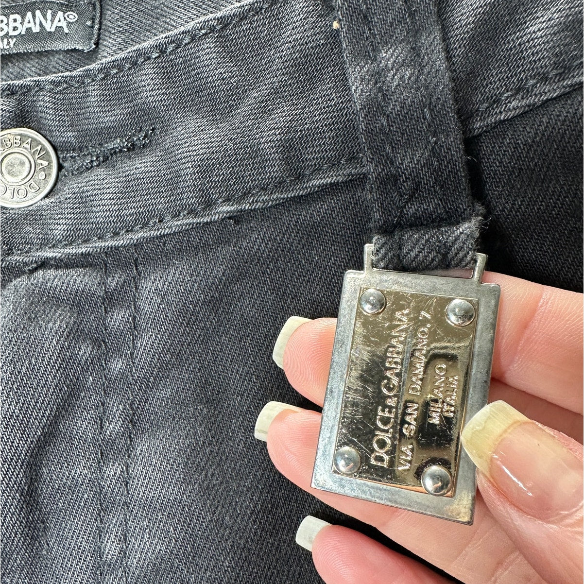 Dolce & Gabbana Dark Gray Distressed Studded Low Rise Skinny Jeans 6