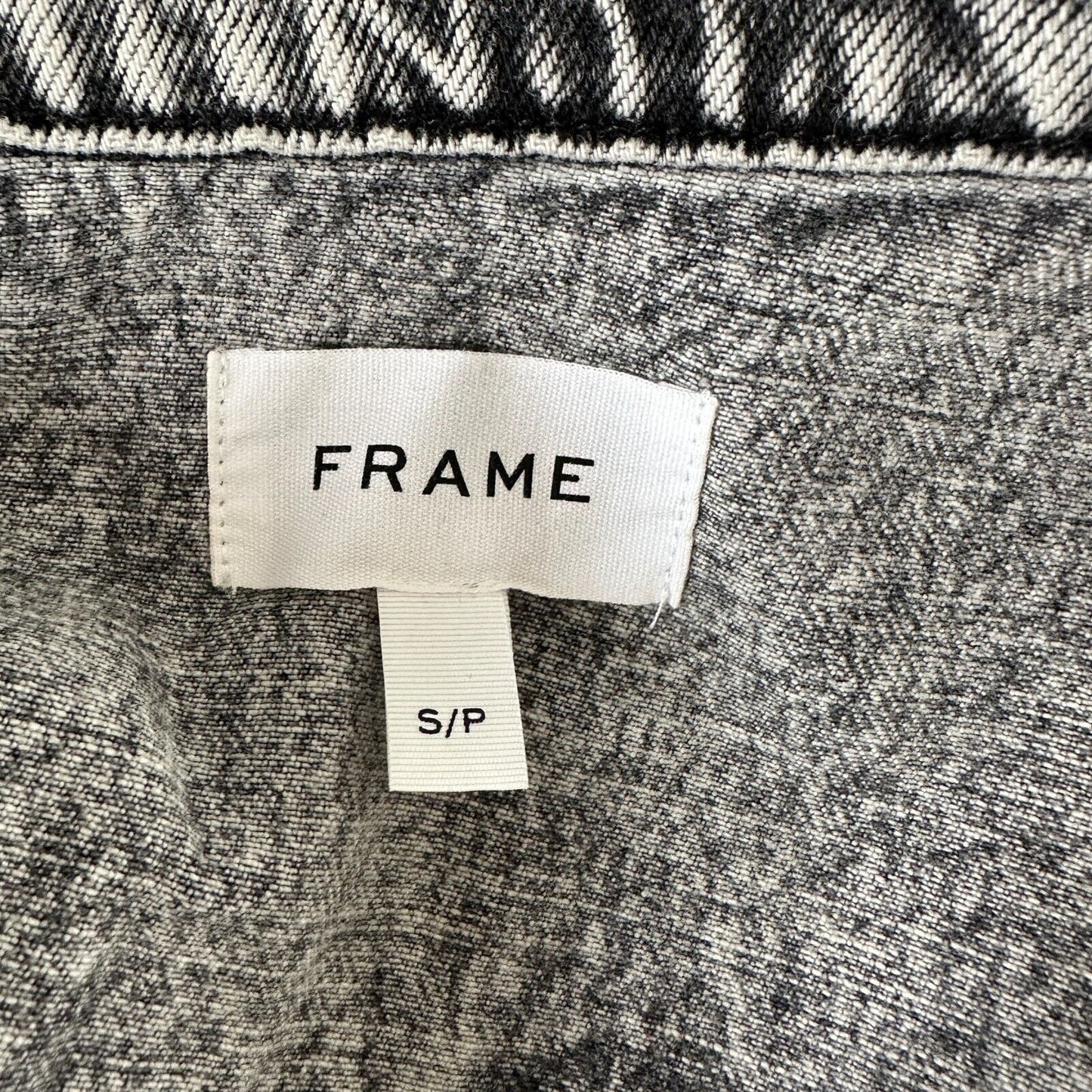 Frame Stonewashed Gray Faded & Distressed Crop Jacket Front Button Raw Hem S