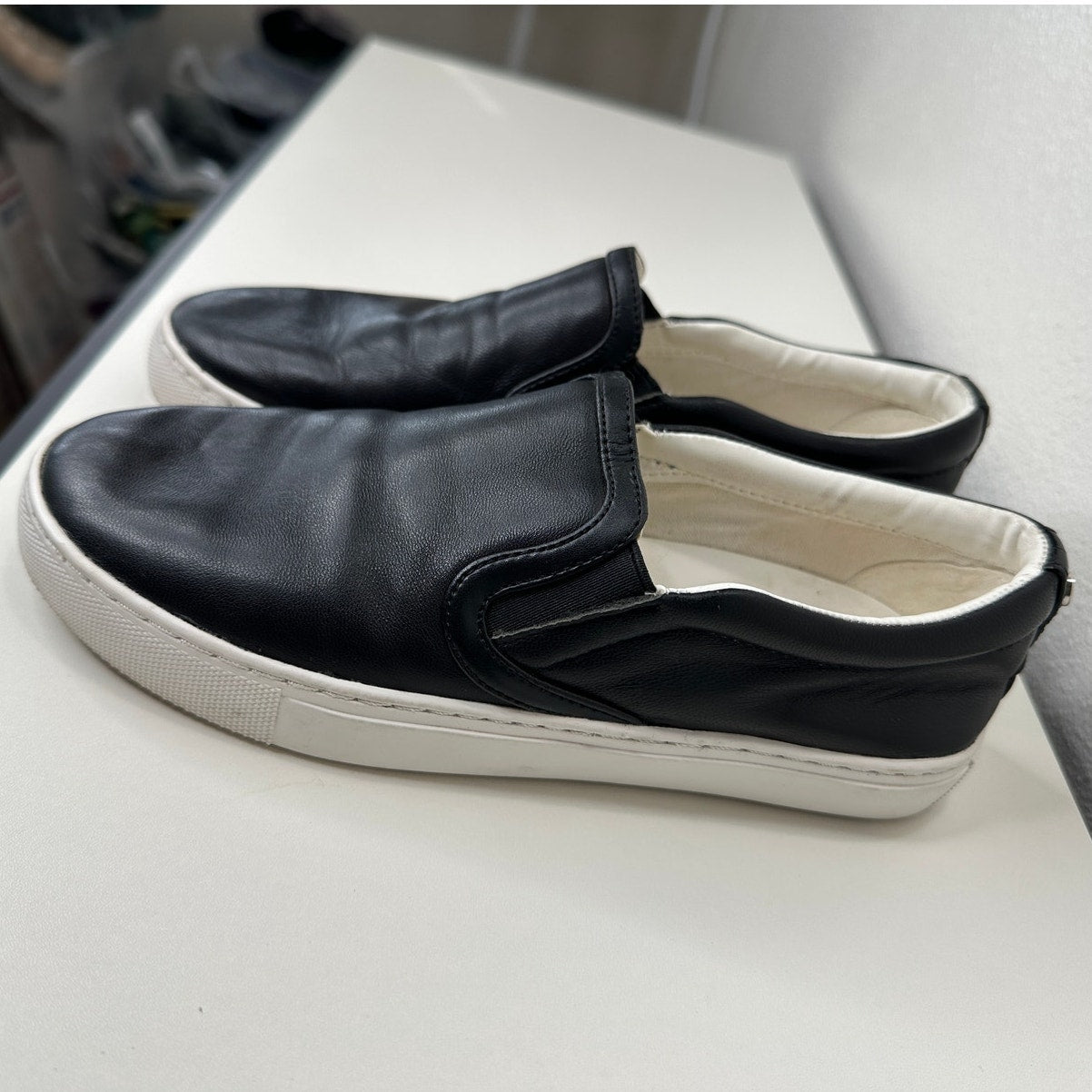 Sam Edelman Black Leather White Base Slip On Shoe 5