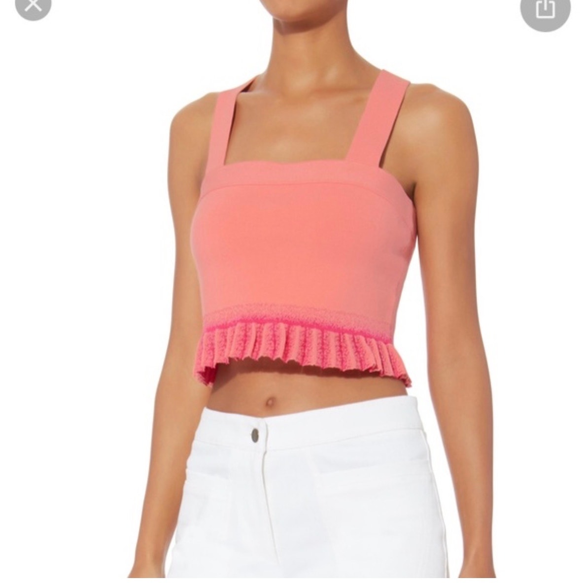 Derek Lam 10 Crosby Pink Ruffle Hem Sweater-Knit Crop Top Women’s L
