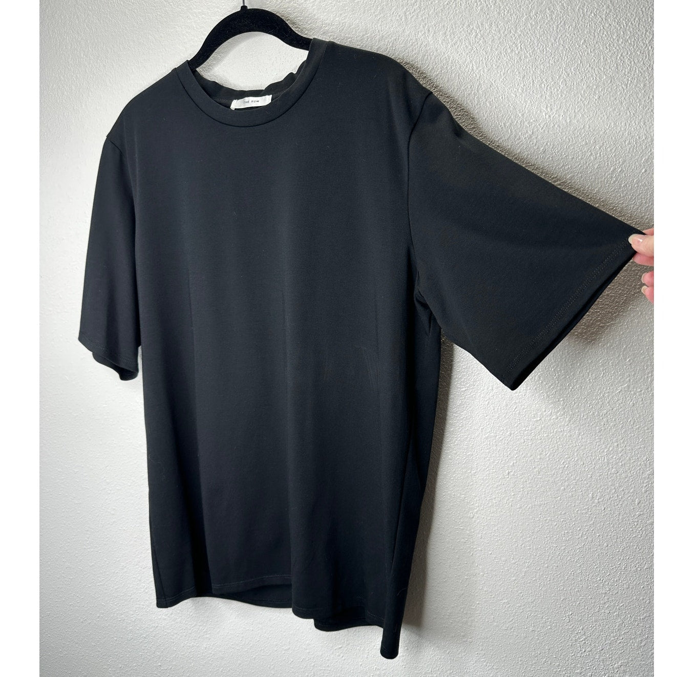 NWT The Row Black Chiara Round Neck Short Sleeve 100% Pima Cotton Top L